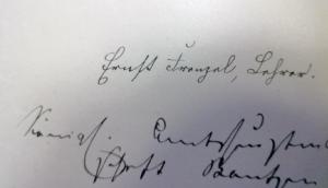 Podpis A. Frencla pod zapiskom z nowembra 1889, hlej nóžka 27